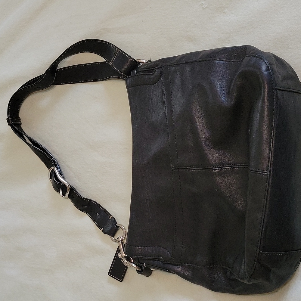 Coach Chelsea Black Leather Turnlock Duffle Flap Shouler Bag F14896